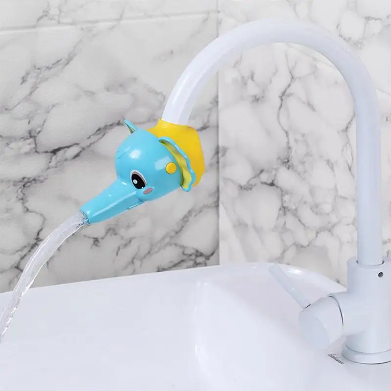 Cute Elephant Smooth Water Tap Handle and Nozzle Extender Waterproof Bathroom Sink Faucet Extender for Kids Boys and Girls