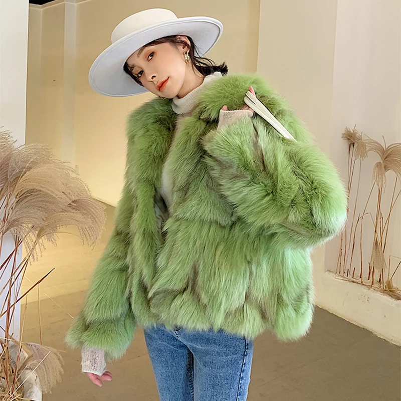 Fox Fur Female Coat Winter New Korean Version Short Lapel Warm Natural Fox Leg Fur Stitching Oversize Real Fur Jackets