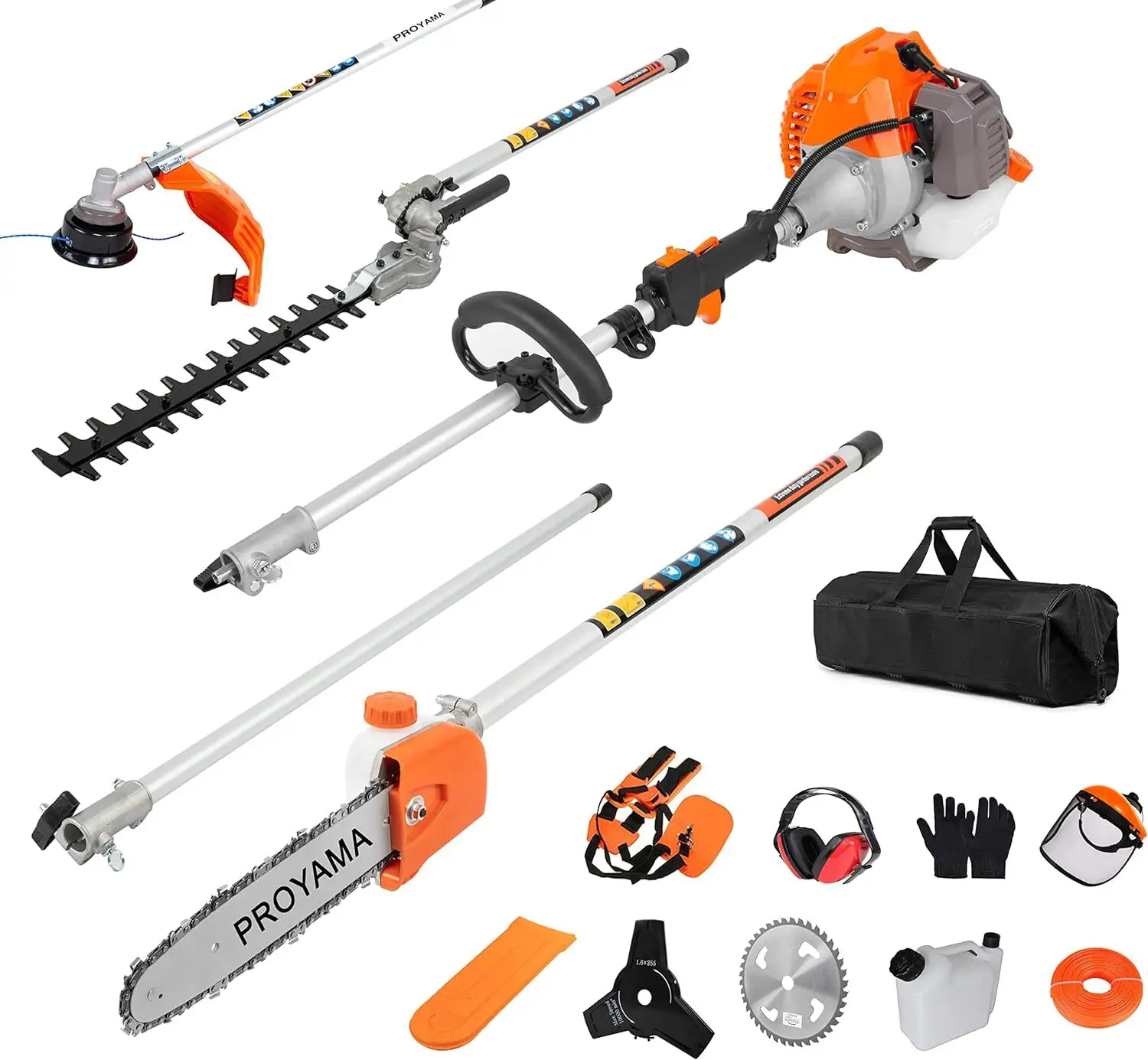 

Powerful 42.7cc 5 in 1 Multi Functional Trimming Tools,Gas Hedge Trimmer,Weed Eater,String Trimmer, Brush Cutter