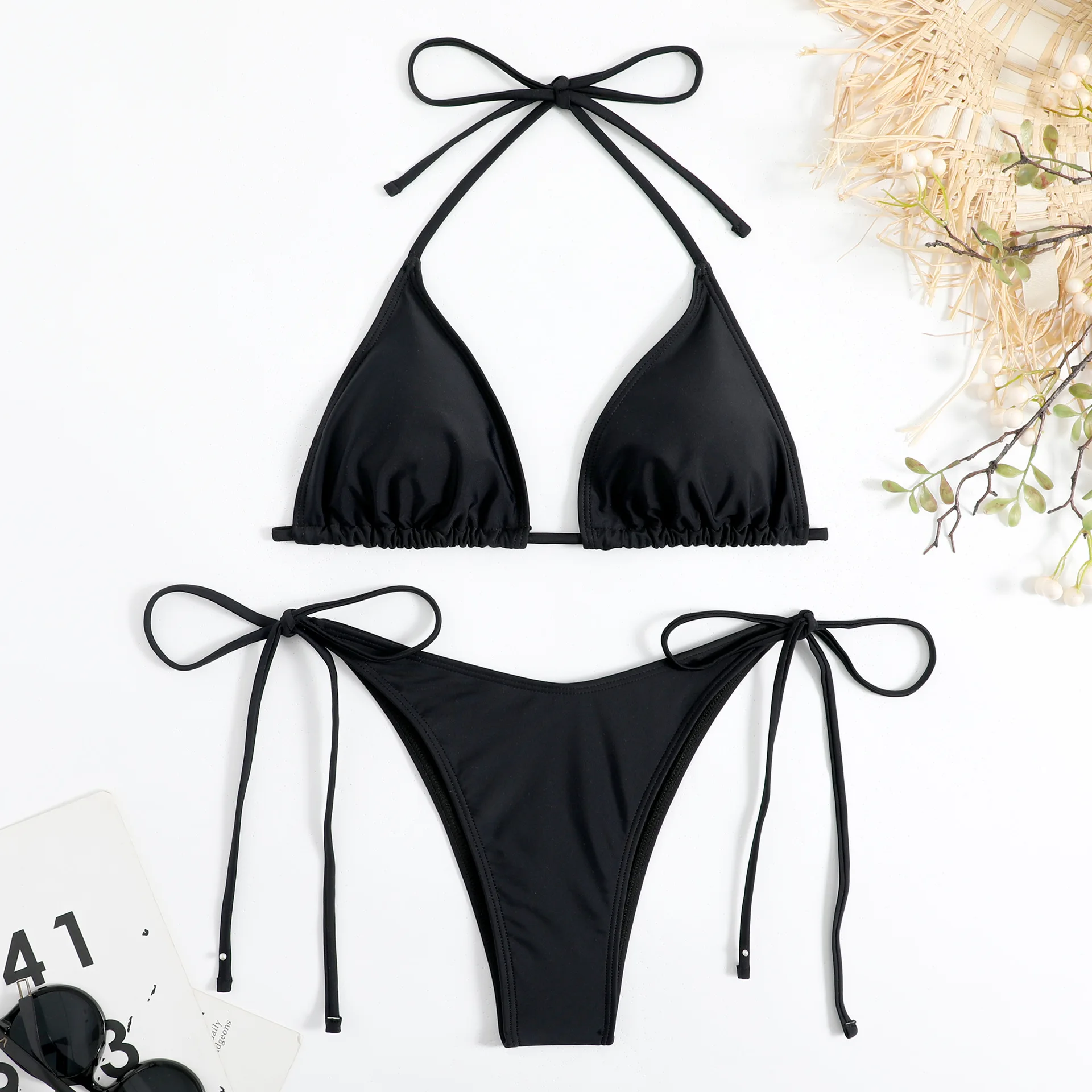 Bikini Set Sexy Gray Hatler Triangle Micro Thong Swimsuit Women Swimwear Bathing Swimsuit Biquinis Mini Bikini Tanga Women