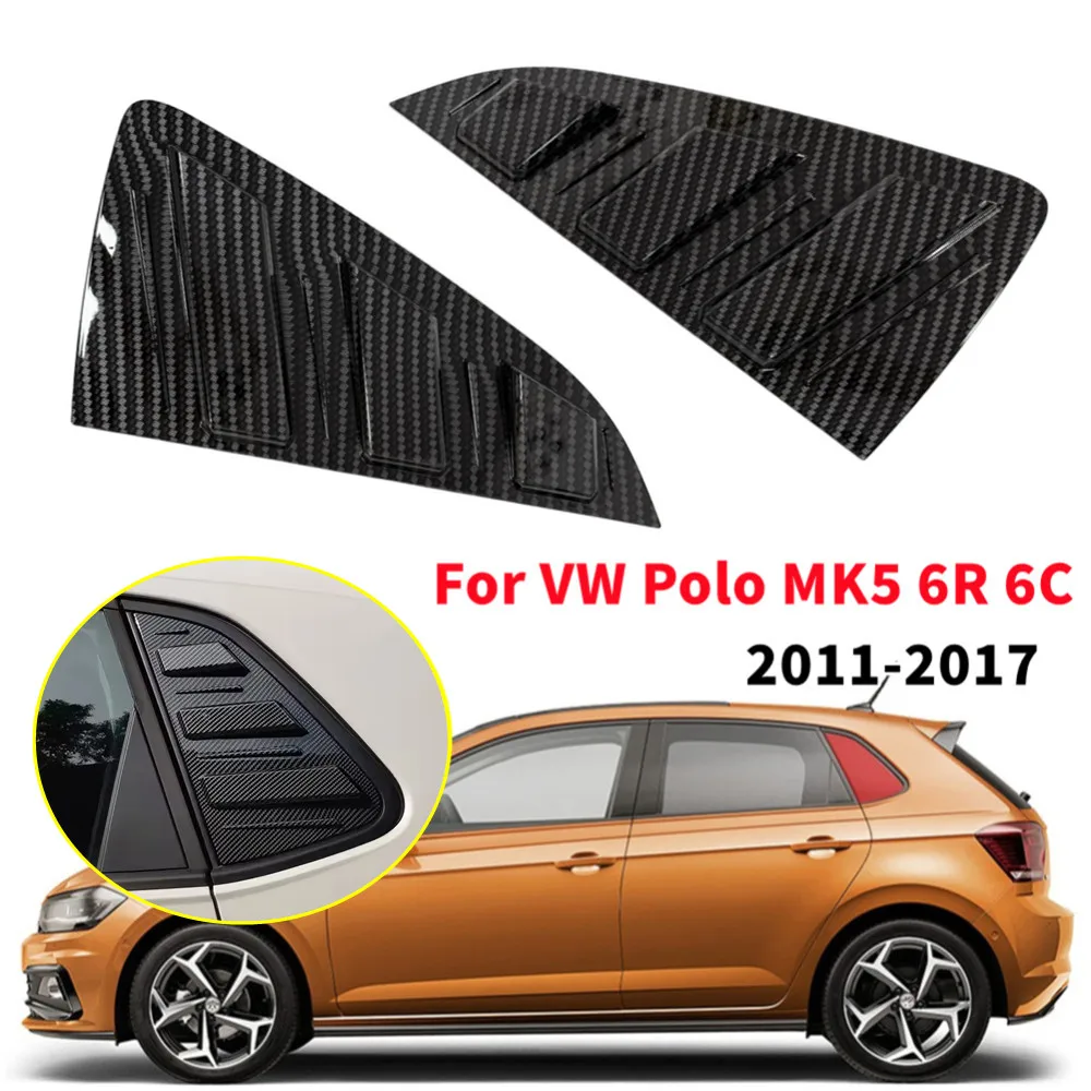 2PCS For Volkswagen VW Polo MK5 6R 6C 2011-2017 Car Rear Window Quarter Louver Cover Exterior Side Vent Shutter Trim Accessories