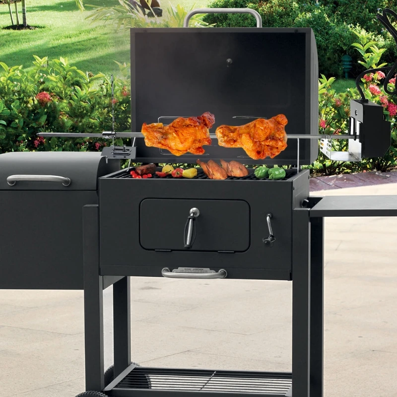 Universal Automatic Grill Rotisserie Kits with 4W Electric Motor BBQ Bracket Spit Rod Fork Holders