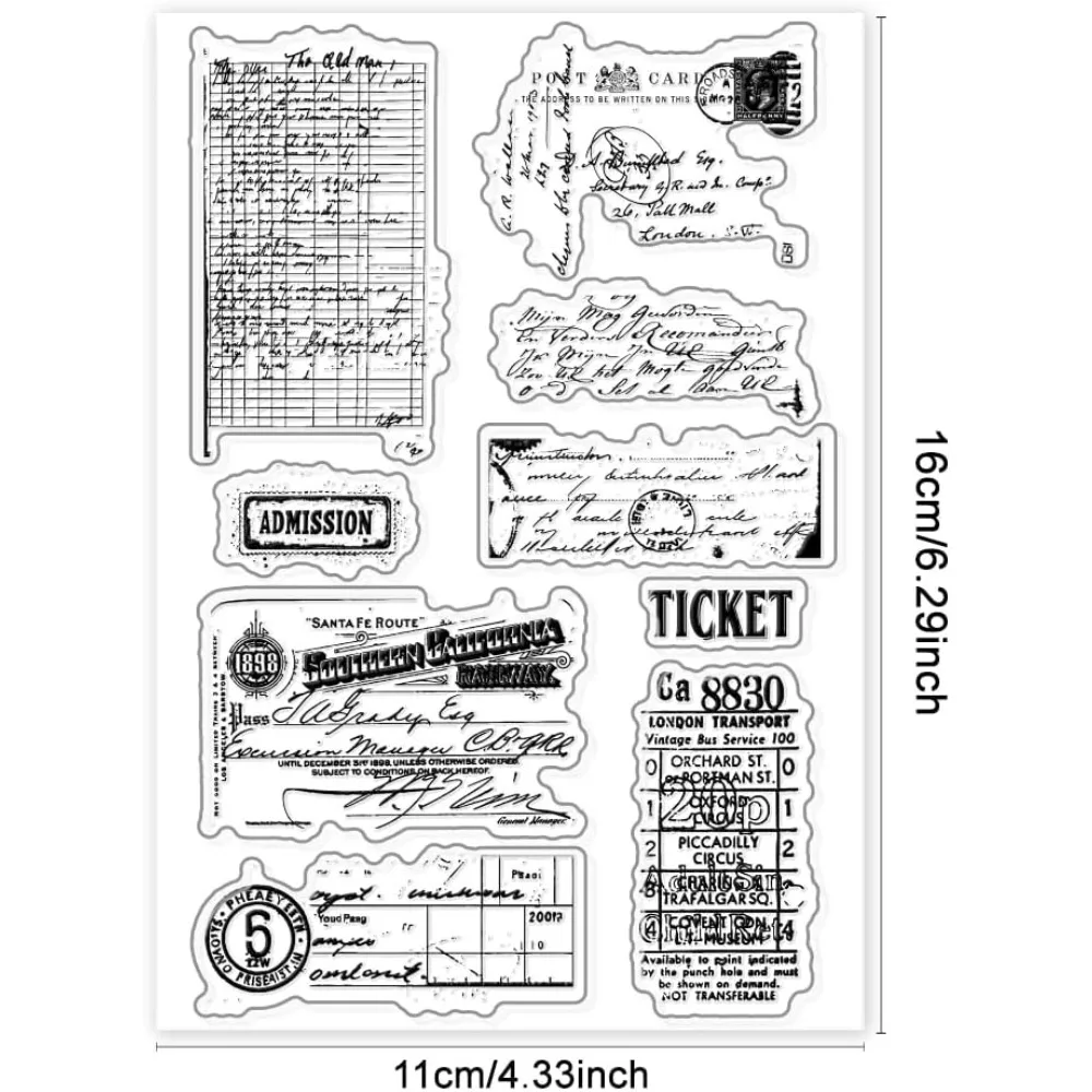 Retro Ticket Clear Stamps for Card Making Ticket Texture Clear Stamp Transparent Craft Seal Stamp Crafting Notebook Decoration
