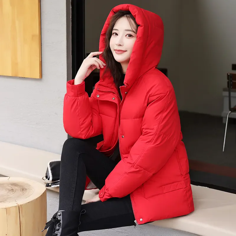 Winter solid color loose Parker Womens Loose Casual Simple All-match Outerwear Coats Fashion Thick Warm Jackets Female