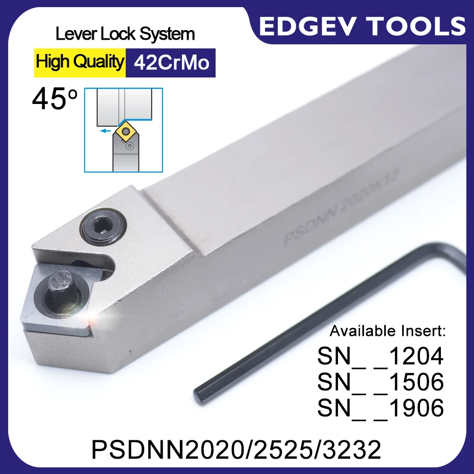 

EDGEV 45 PSDNN2020 PSDNN2020K12 PSDNN2532P12 PSDNN3232P15 PSDNN3232P19 CNC External Turning Tool Holder SNMG120408 SNMG150608