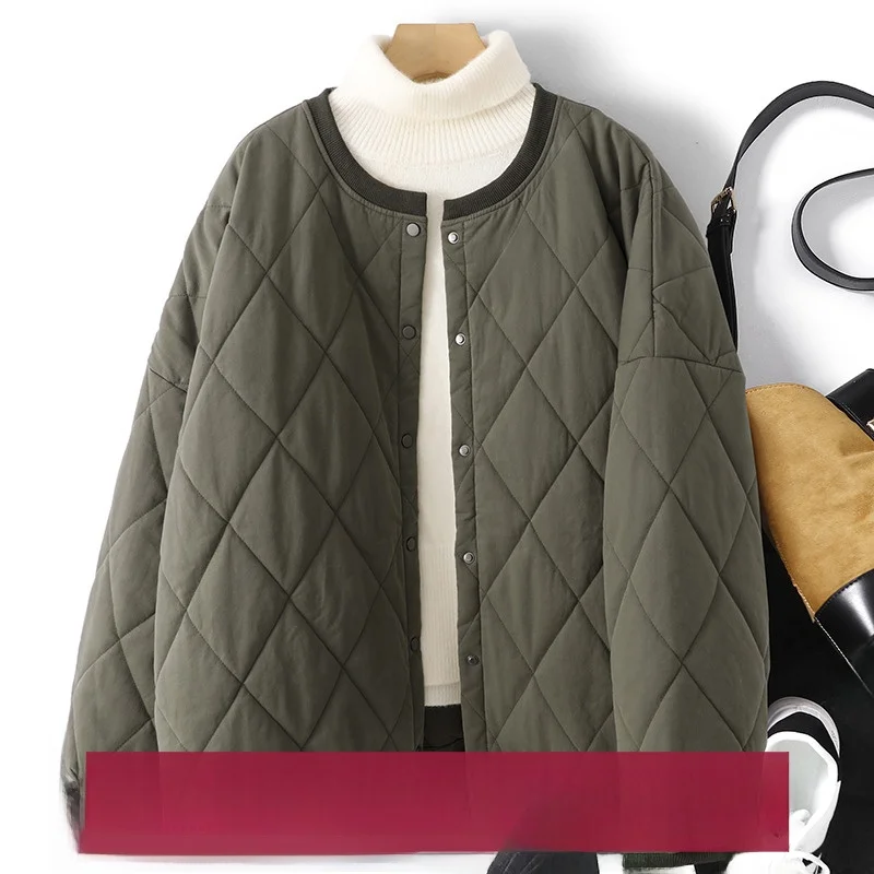 

Легкий хлопковый джерт с ромбовидным узором, женский осенне-зимний свободный крой, повседневный простой топ в стиле ретро