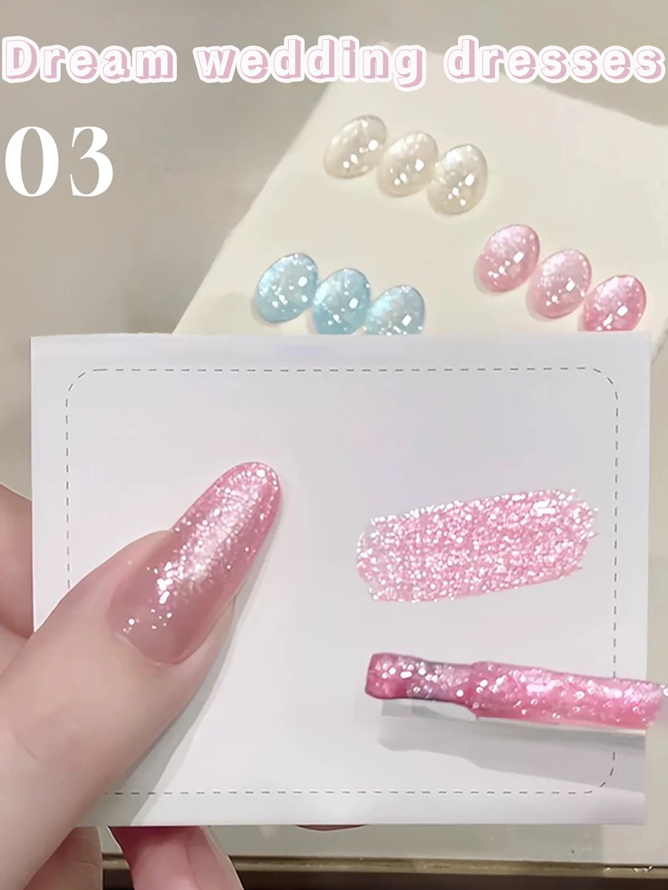 1 قطعة WS الصيف الخريف مسمار الأزرق الوردي فستان الزفاف غرامة بريق هلام طلاء الأظافر 2025 شعبية الأبيض بريق سحق الماس هلام
