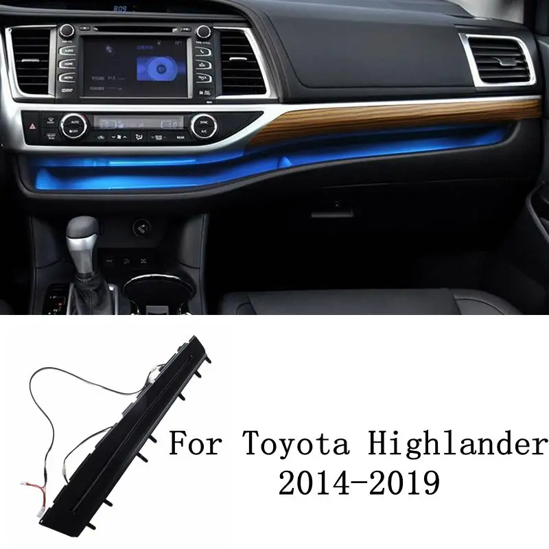 Car LED Dashboard Atmosphere Light Decor Light Strip For Toyota Highlander 2014-2019 Accessories Interior