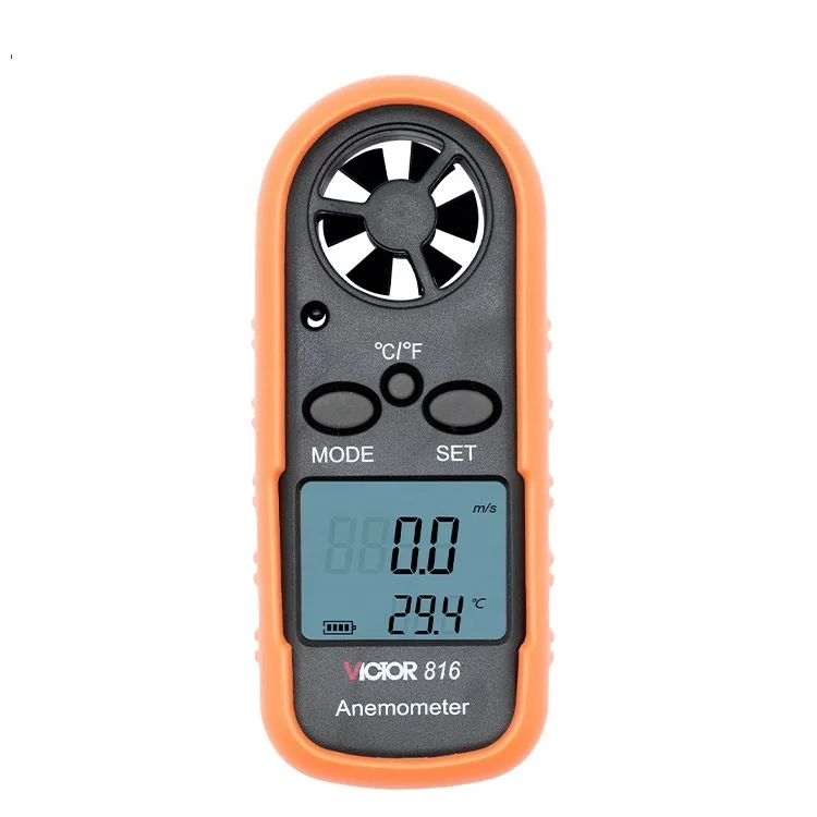 VICTOR 816 Anemometer 0~30m/s Wind Speed Meter Direction Air Flow or Velocity Plus Ambient Temperature Wind Digital Anemometer