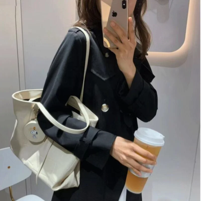 Lady Shoulder Bag New Women\'s Bag Fashion Retro Korean PU Leather High Capacity Temperament White 3pcs Trend Versatile Tote Bags