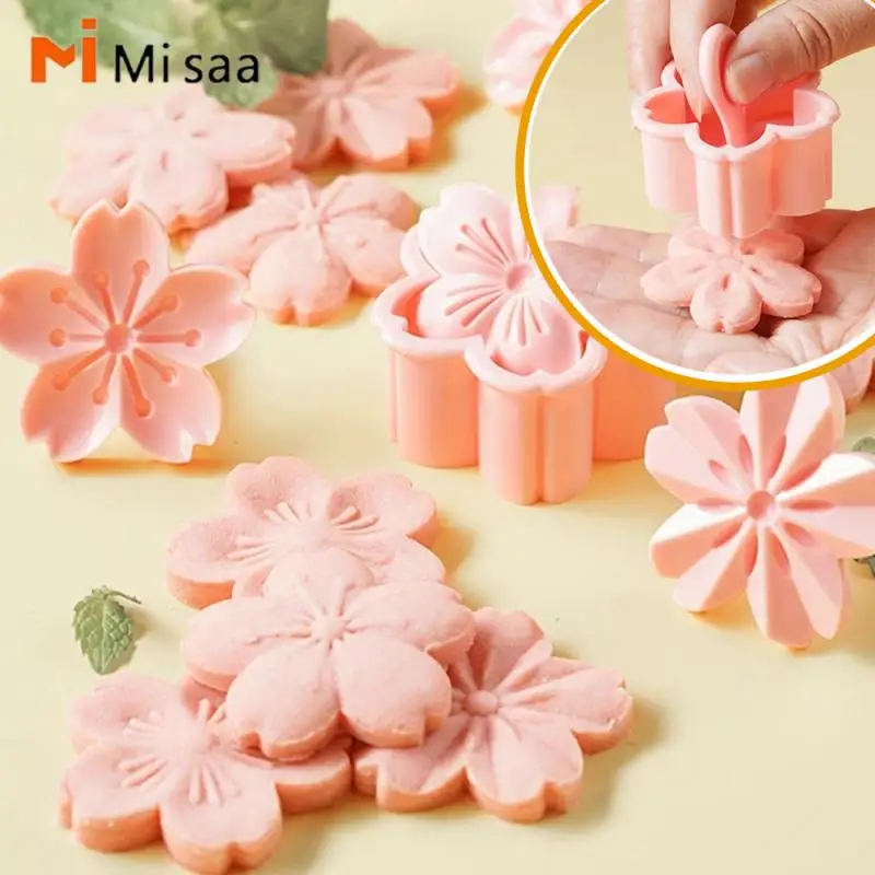 1Set Sakura Cookie Schimmel Stempel Biscuit Cutter Sakura Cookie Mold Stamp Biscuit Mold Cutter Pink Cherry Blossom Mold Flower