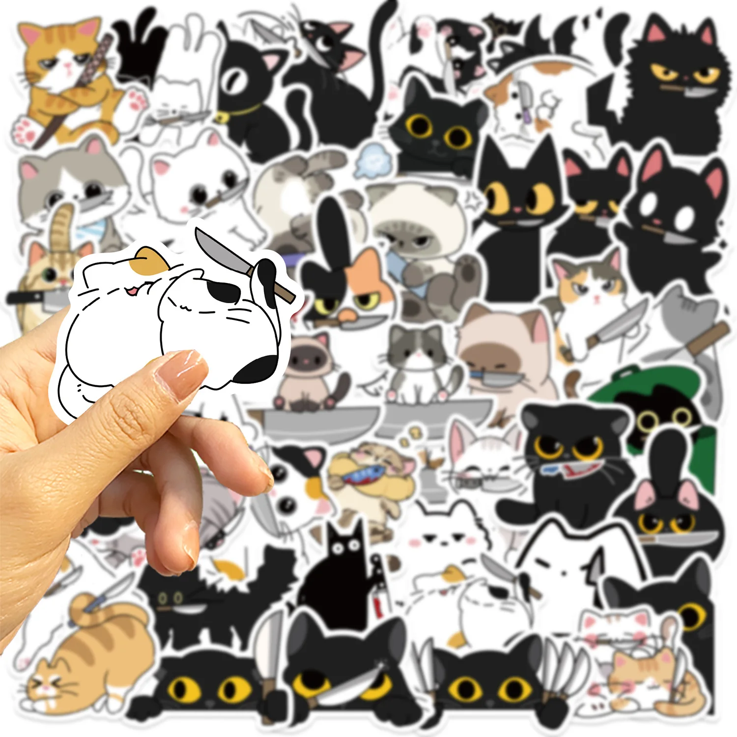 50 قطعة Kawaii شقي القط الملونة الجمالية ملصق يدوي الصنع الأطفال الديكور سكرابوكينغ لوازم المحاسبة اليدوية