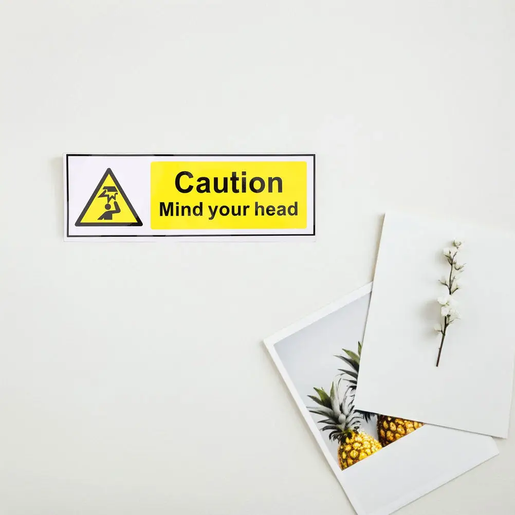 2Pcs Caution Watch Your Head Sticker High Visibility Safety Signs Peel Self Adhesive for Stairs Warehouses Offices