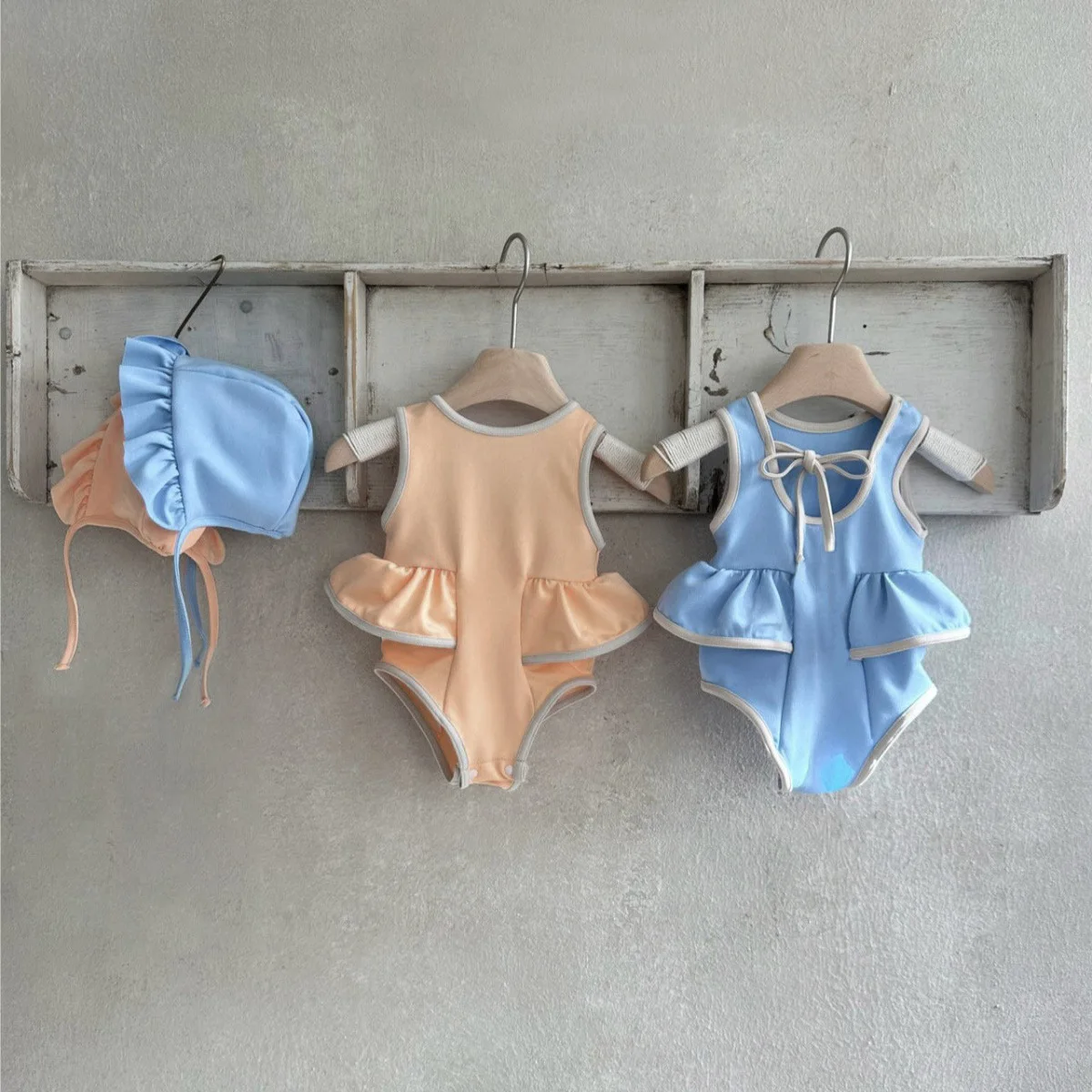 2026 Summer New Baby Girl Sleeveless One Piece Swimsuit + Hat Newborn Fashion Sweet Bathing Suit Infant Toddler Swimming Suit
