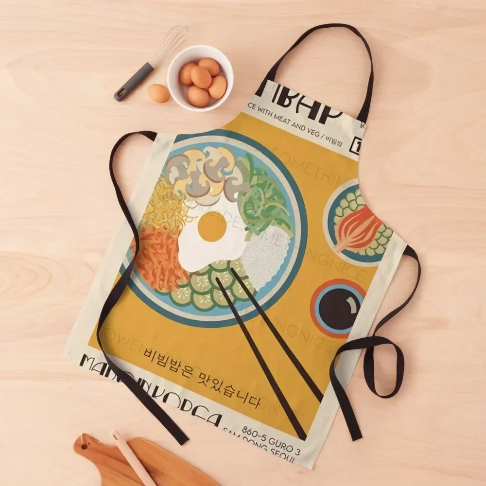 

Bibimbap Poster Apron Useful Things For Kitchen For Women Kitchen Kitchen For Men barber uniform Apron