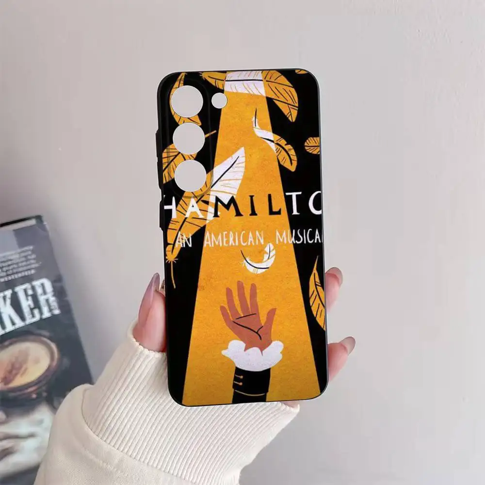 Capa de telefone musical hamilton para samsung galaxy a73,72,51,53,52,71,22,5g, nota, j7,8,9 capa preta macia