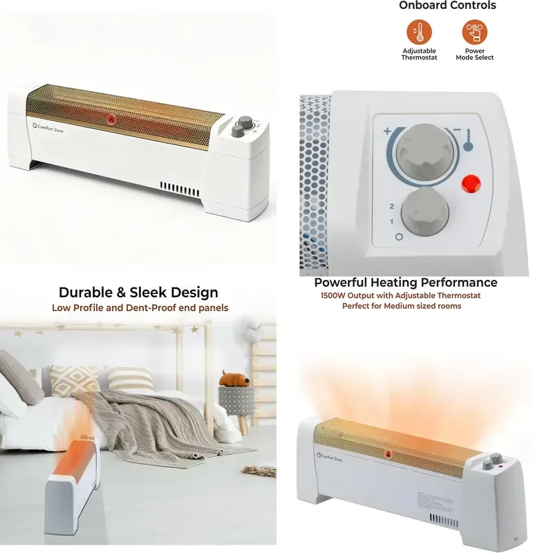 Hot Sale Electric Baseboard Heater, White, Ideal for Home, Bedroom & Office, Quiet Portable Space Heater for Indoor Use