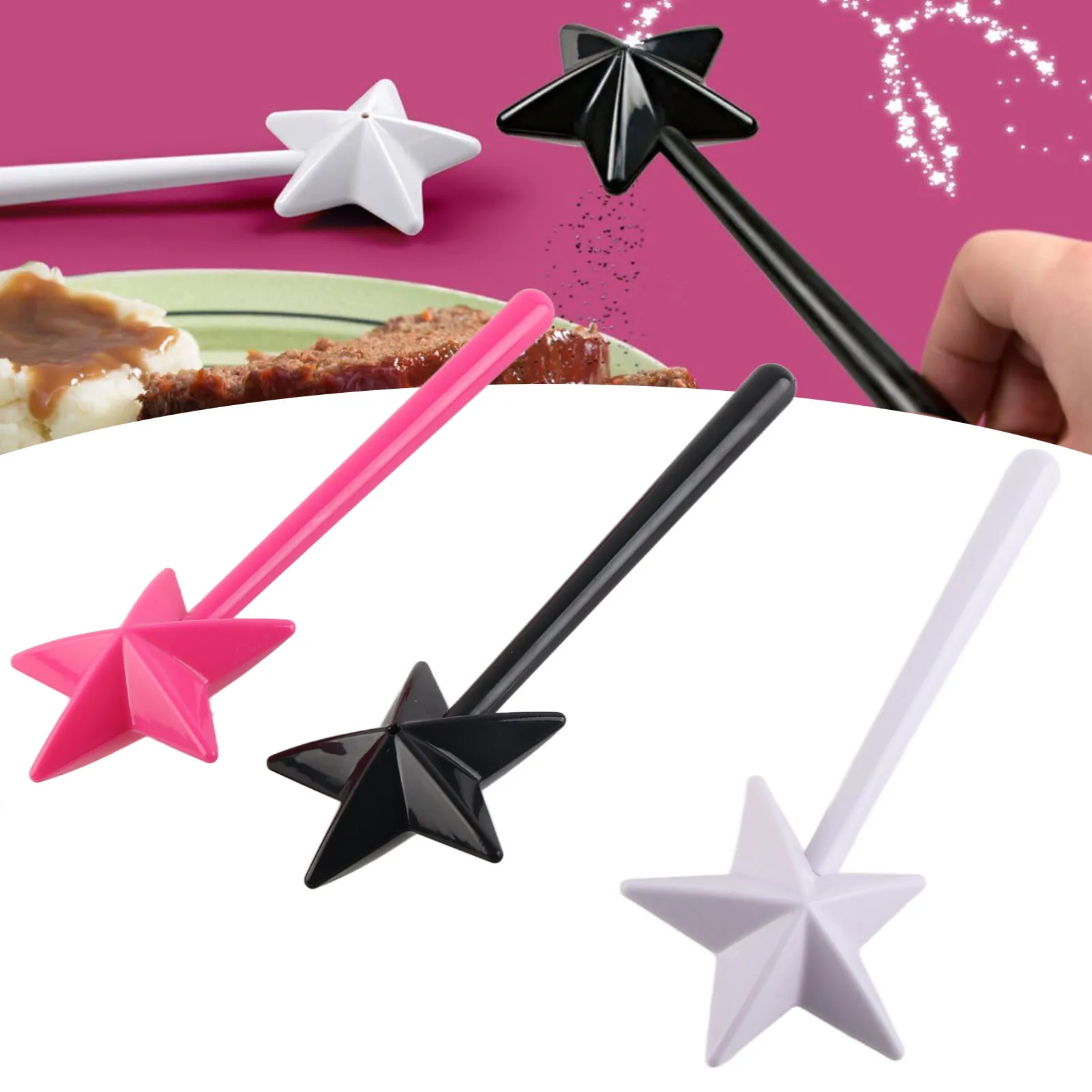 Magical Wand Salt and Pepper Shakers Pentagram Magical Salt Pepper Shakers  Black White  Seasoning for Kitchen