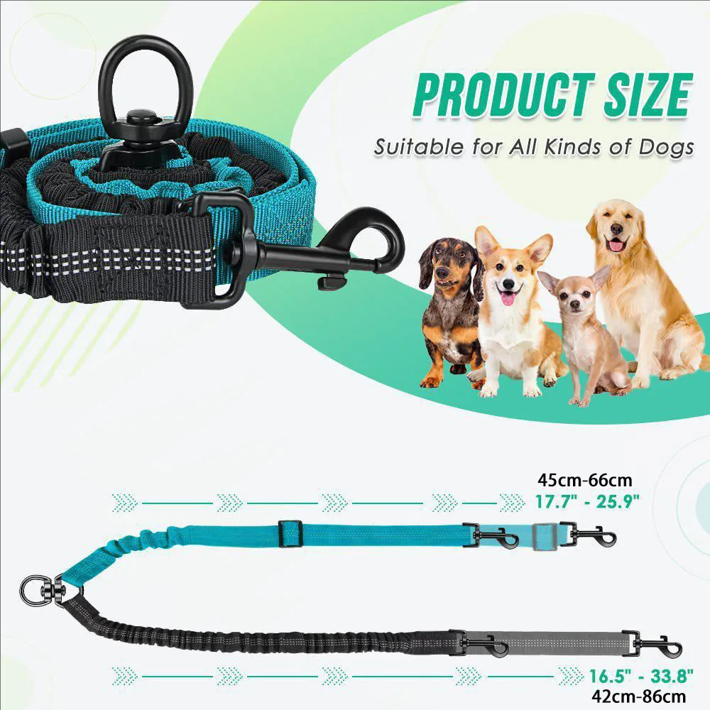 Double Dog Leash Elastic Extended Pet Lead Belt Outdoor Training Rope for Two Small Medium Dogs Adjustable Training Leash