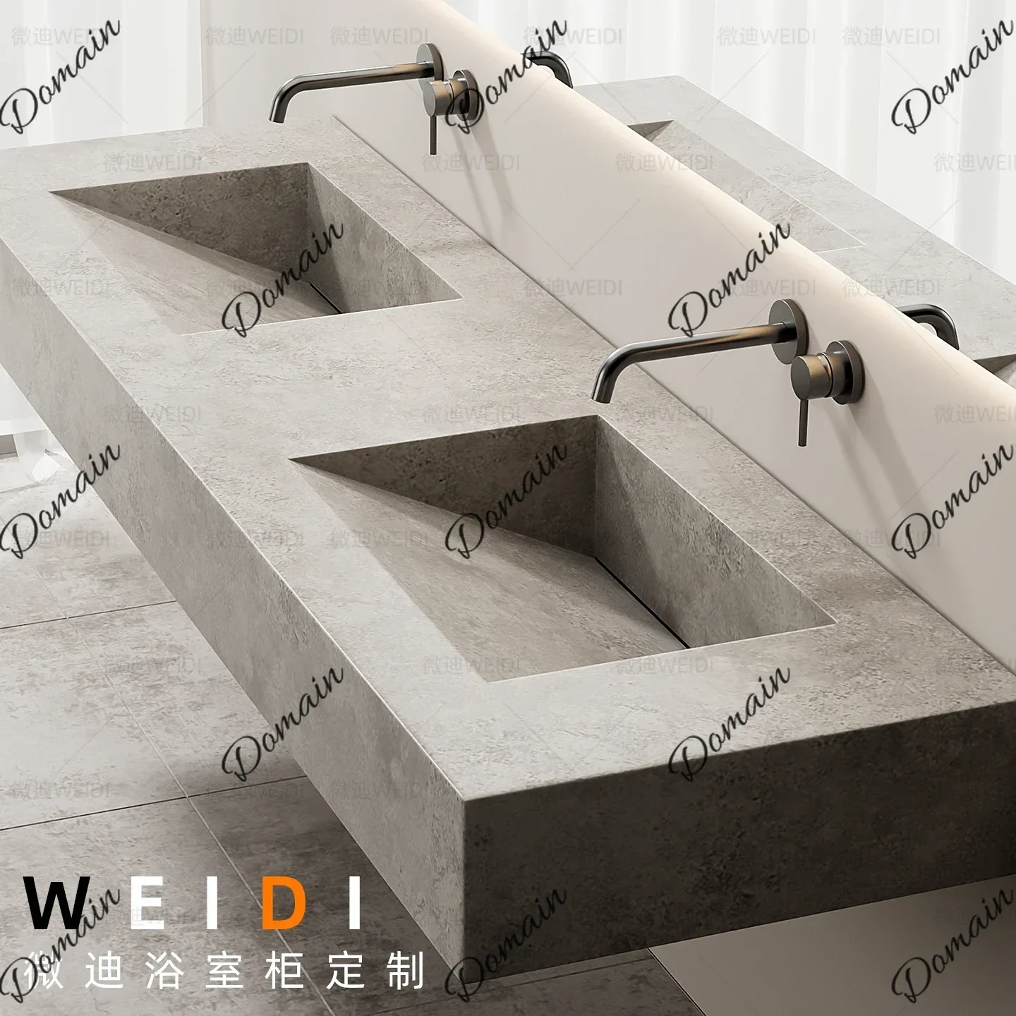 XY 60 Inch Vanity Bathroom Double Sink Custom Integrated Bathroom Vanity Set Slanted Basin Washb Area Modern Bathroom Furniture