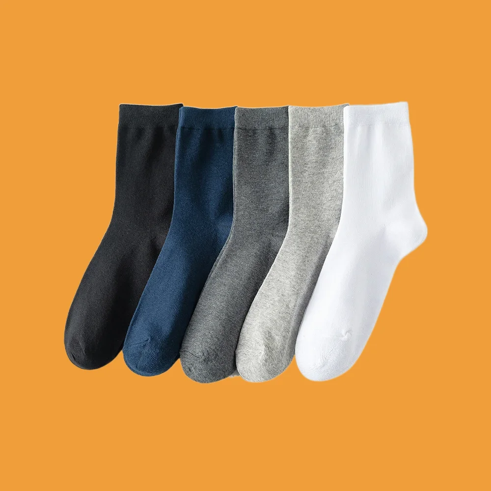 10 Pairs High Quality Men's Fashion Cotton Socks 2024 New Styles Black Business Socks Soft Breathable Male Mid Tube Casual Socks