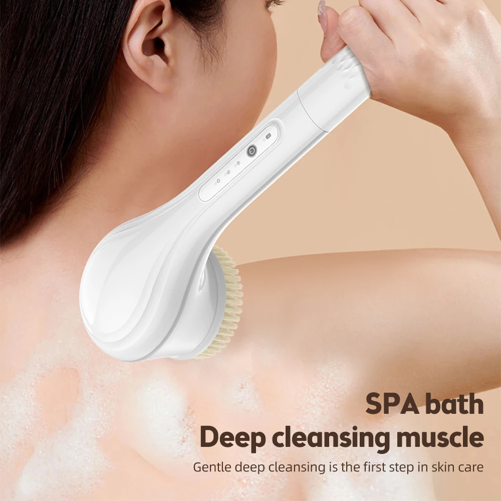 Electric shower brush, rechargeable, waterproof IPX7, 3-speed 6-in-1, wireless shower brush head, lazy scrubbing tool image 4