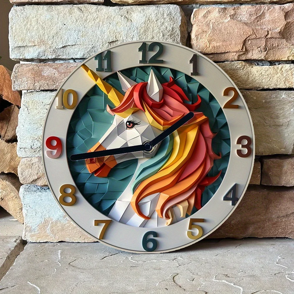 Orologio da parete unicorno, movimento silenzioso, assemblaggio fai da te, effetto 2D ad alta definizione, Set artistico decorativo per la casa e la cucina