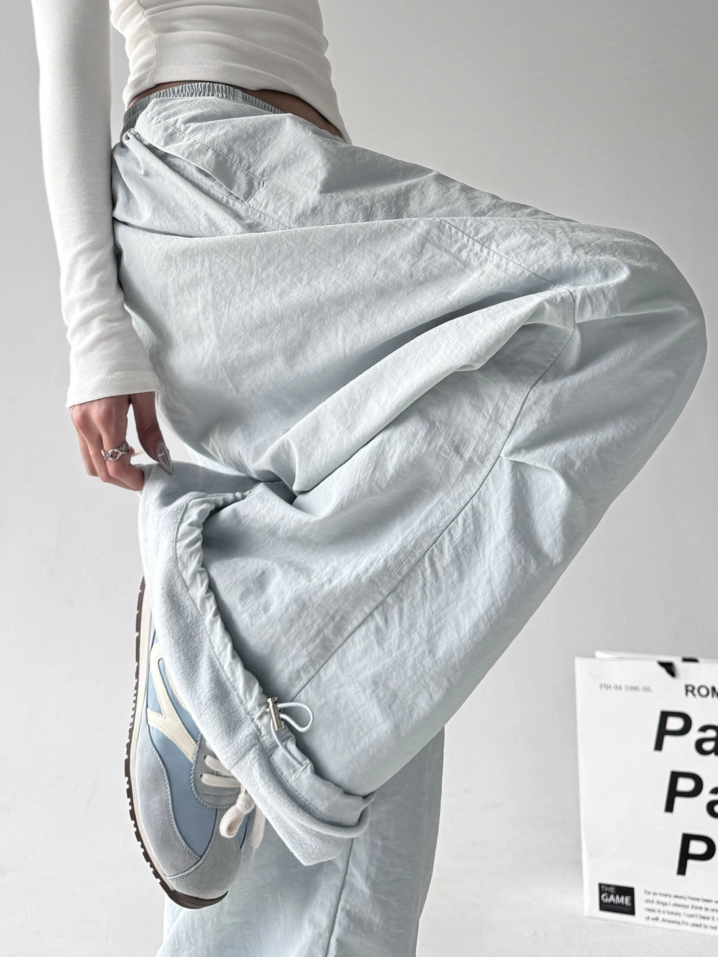 2025年冬新作 Sle レディース スキーパンツ ハイウエスト ルーズ ワイドレッグ カジュアル ブルー ラジースレ トラウザーズ 快適なナイロン生地