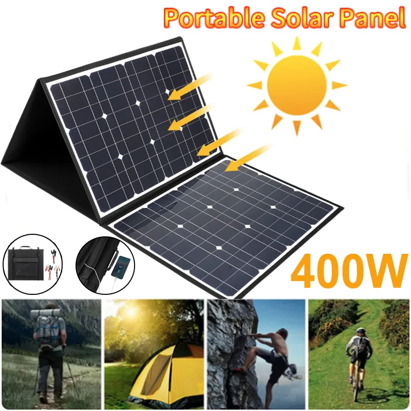 400W Solar Panel Foldable Solar Cell Solar Folding Bag Power Bank for Phone Outdoor Camping Hiking Boat RV Car Energy Storage