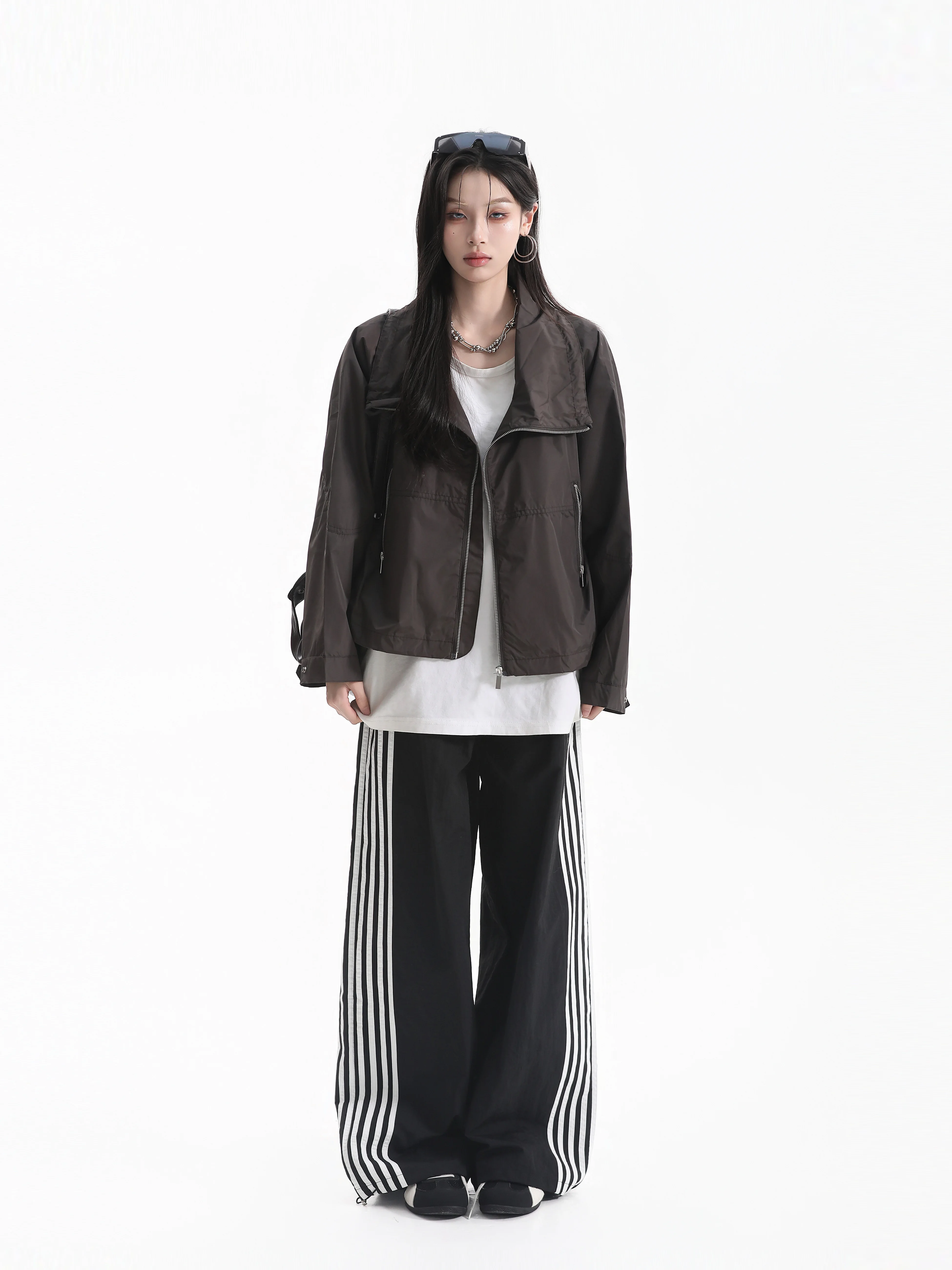 Neuter Style Short Pilot Jacket Zipper Closure Stand Collar Motorcycle Outerwear High Street Design American Loose Fit Polyester