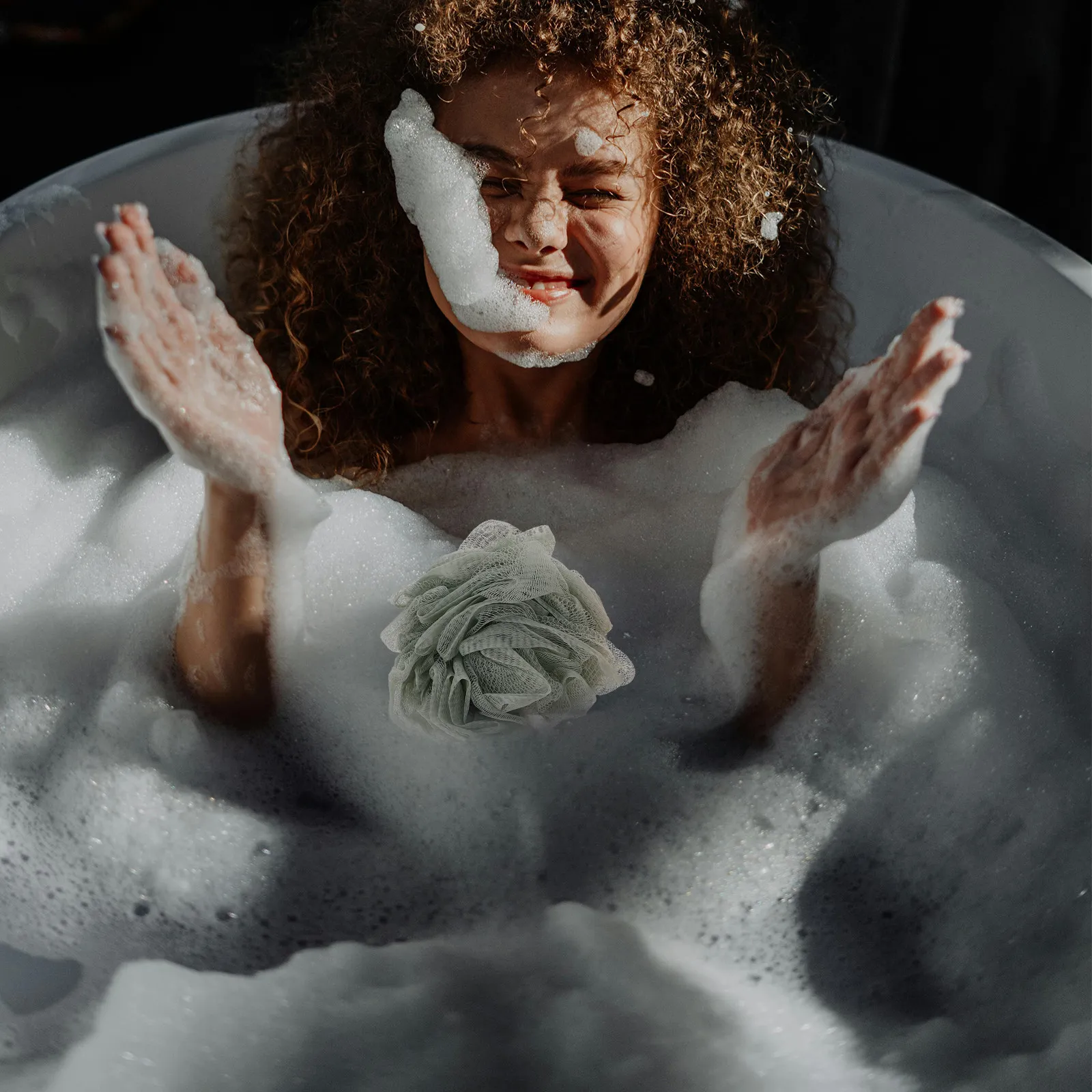3 Piezas de Bolas de Baño Ecológicas de PE, Esponjas de Ducha con Cuerda para Colgar, Redes Portátiles para Gel de Ducha y Espuma para Limpieza Corporal