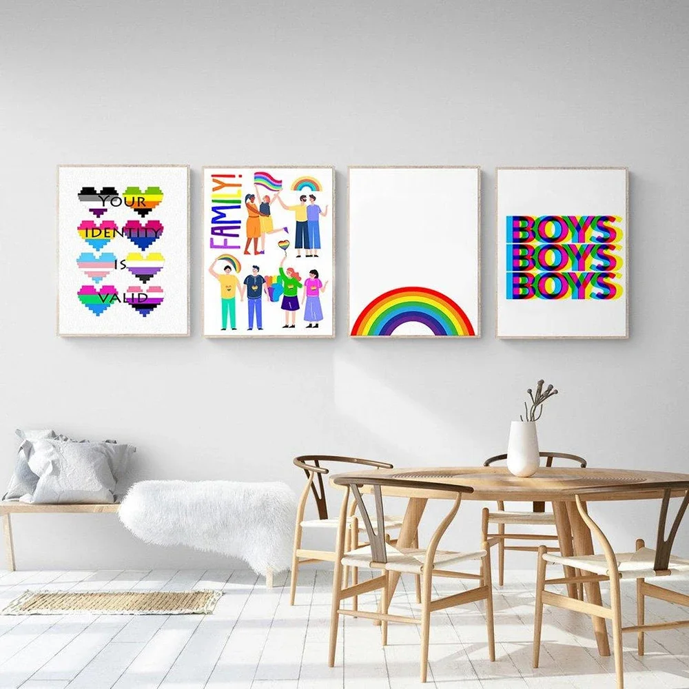 Lgbtq Pride Love Is Love Gay Transgender Rainbow Minimalism Prints Posters Nordic Modern Home Decor Painting Gay Pride Gifts