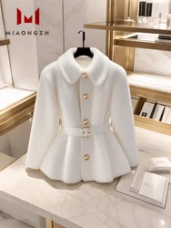 2024 Autumn Winter Cardigan For Women Coats Turn Down Collar Long Sleeve White Thick Loose Fashion Single Breasted Female Tops