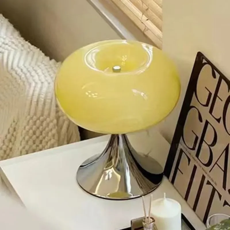 Vintage French Cream Glass Table Lamp Medieval Style Bedside Light for Bedroom Living Room Retro Bauhaus Ambient Decor Retro