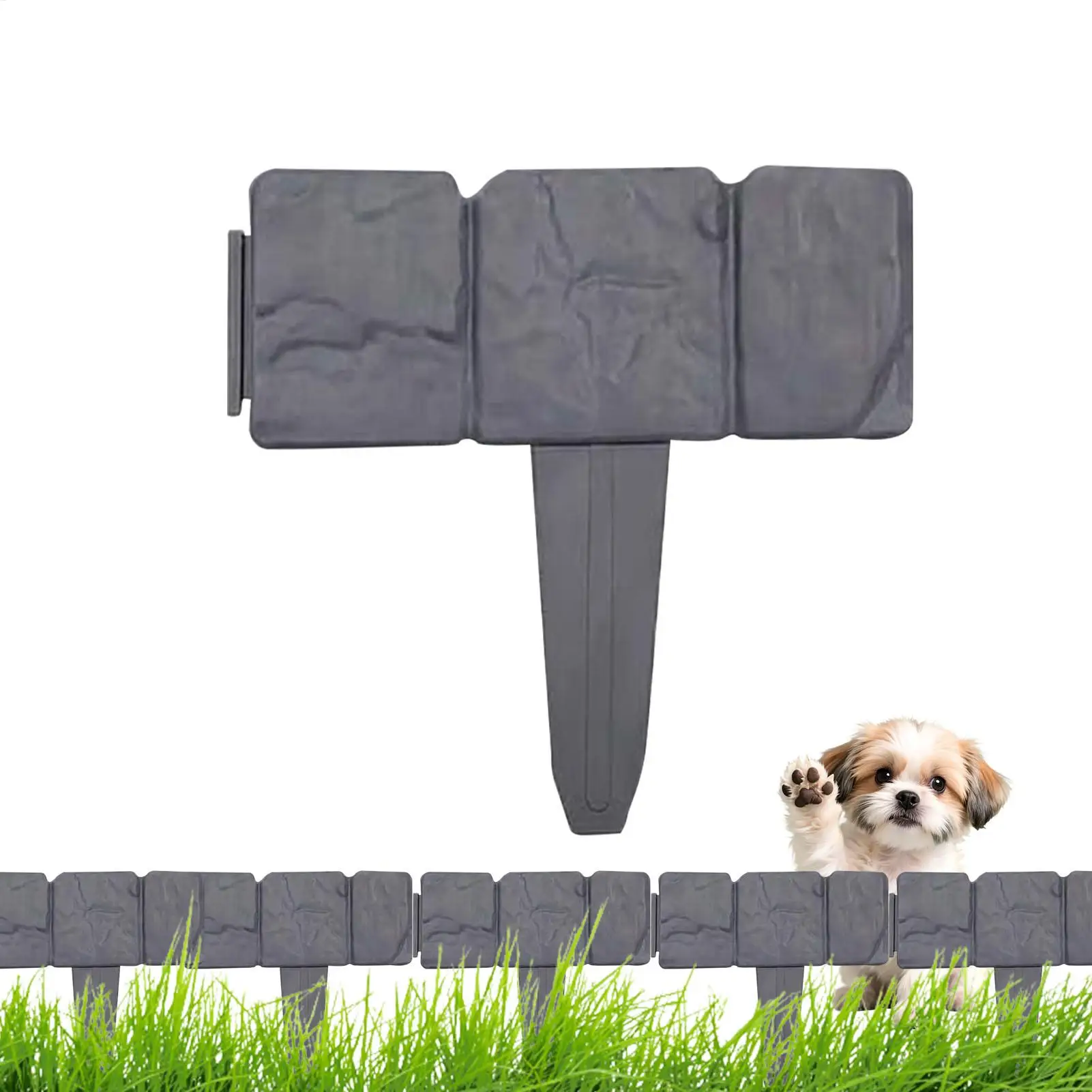 1/5pcs Garden Fence Imitation Stone Plant Support Stake Outdoor Edging Decorative Border DIY Lawn Yard Landscape Plant Fence