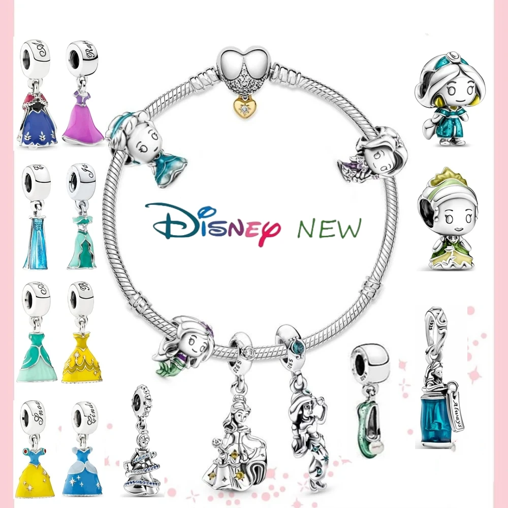 New Fascinating Disney Princess Dress Series Pendant Beaded Fit Original Bracelet Jewelry DIY Women's Jewelry