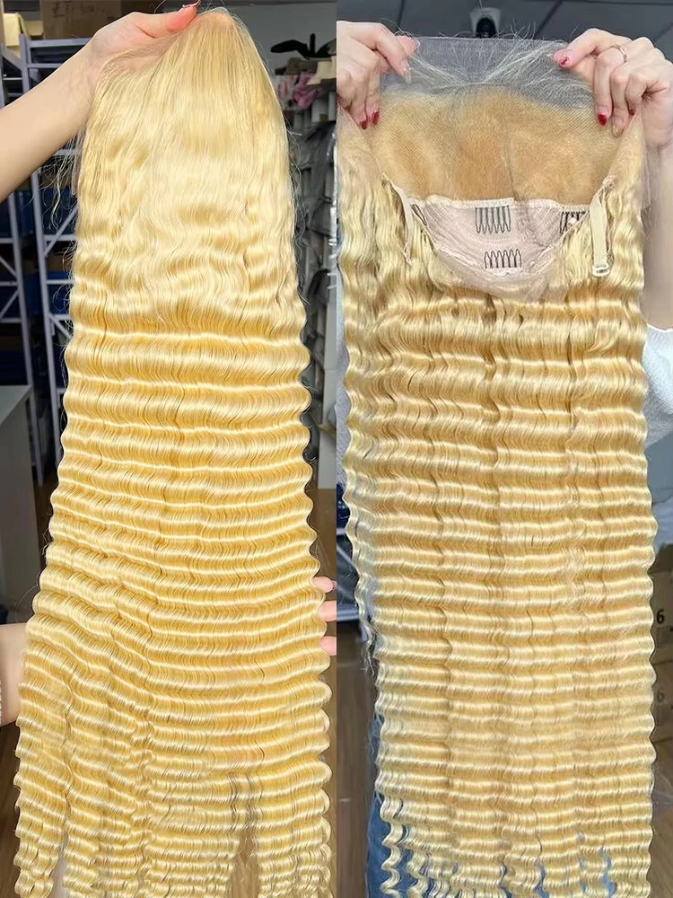 30 40 Inch Deep Wave 13x6 HD Lace Frontal Human Hair Wigs Curly 613 Honey Blonde Water Wave 13x4 Lace Front Wigs For Women 250%