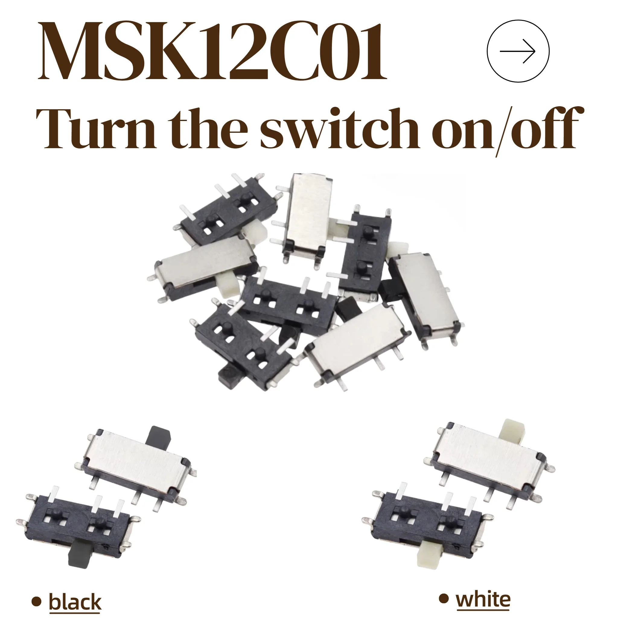 50/100/200PCS MSK-12C02/MSK12C01 (1P2T) 1.5H High, Seven-Pin Microswitch, Surface Mount, 2-Position, 7-Pole
