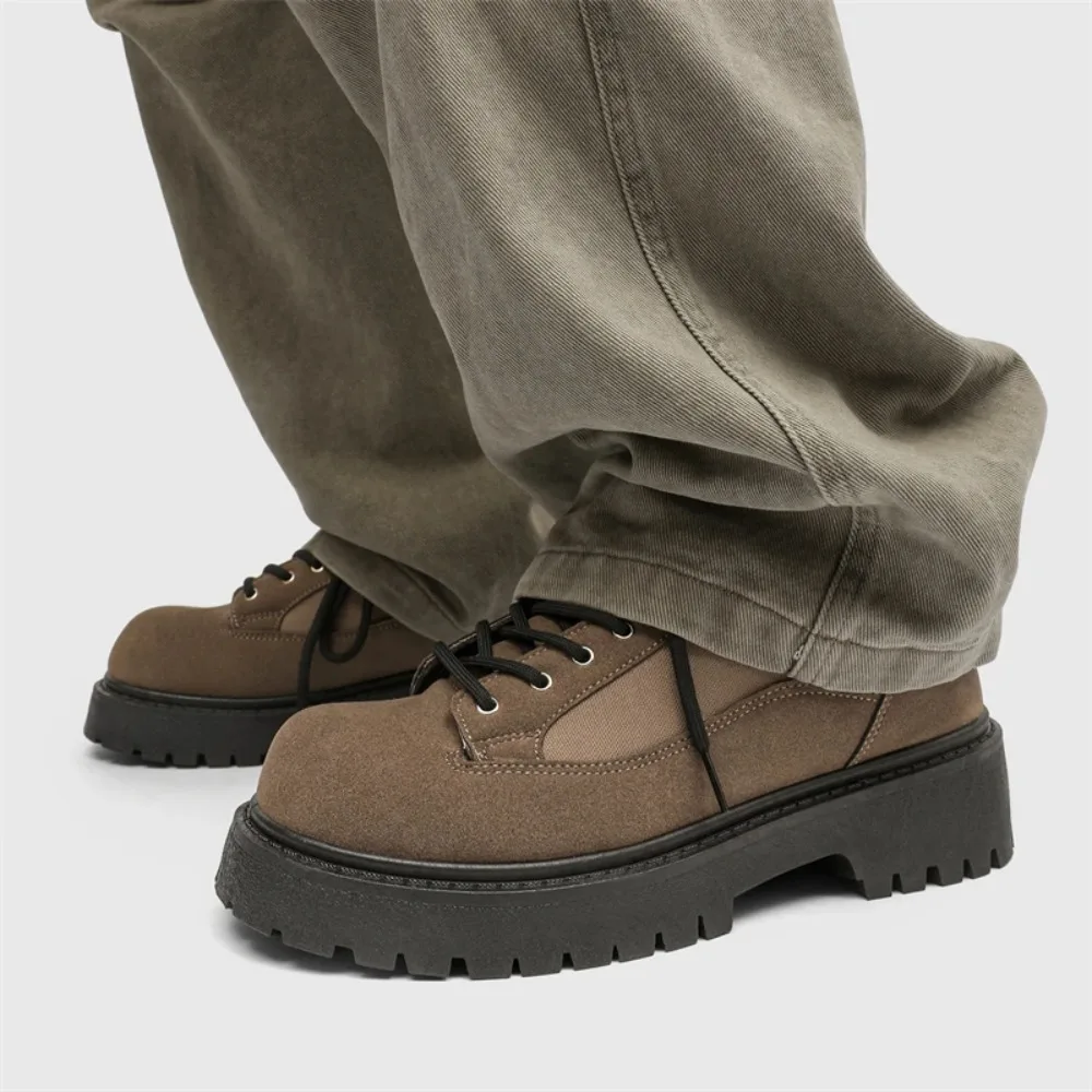 

2026 New Model Men's Black Casual Leather Shoes, Large Toe, Small Size, Low Heel, Thick Sole, Height-increasing Men's Loafers