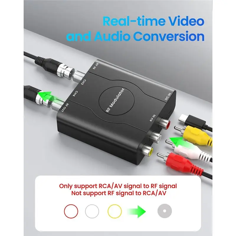 A97I-US Plug RF Modulator For TV RCA To Coaxial Adapter With RCA Cable