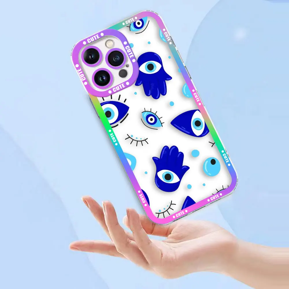 Divertente Lucky Blue Evil Eye Trasparente Cassa Del Telefono Per OPPO A98 A94 A92 A79 A78 A74 A60 A58 A57 A55 A53 A17 A16 A15 A9 A5 A3 A5X Caso