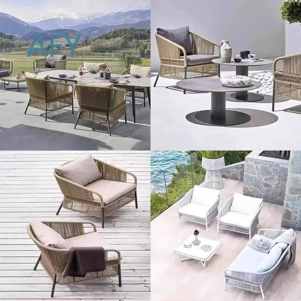 Nordic Outdoor Wicker Sofa for Garden Patio Sunroom Balcony Outdoor Lounge Furniture for Designer Hotel Backyard Terrace