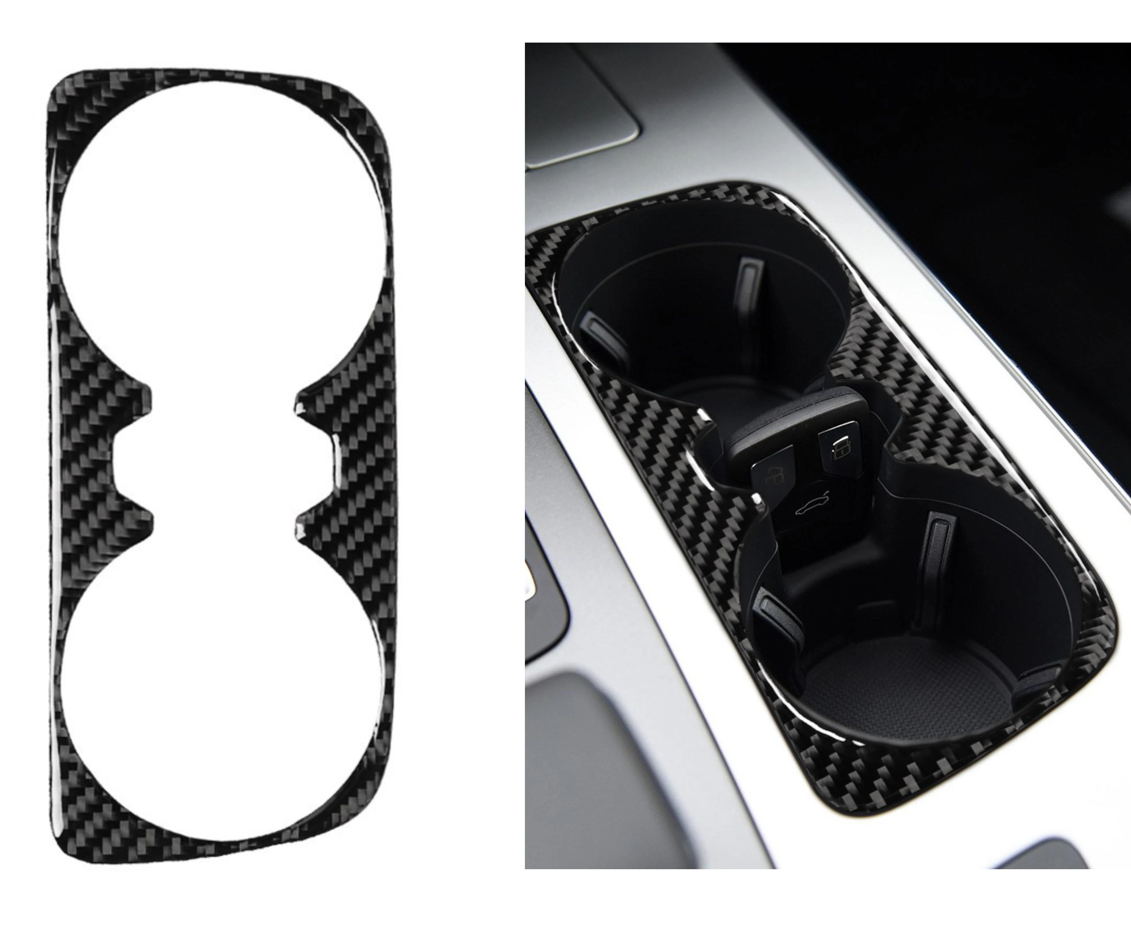 

For Audi Q7 4M 2016-19 SQ7 Car Water Cup Holder Panel Protective Decal Cover Trim Carbon Fiber Sticker Auto Accessories