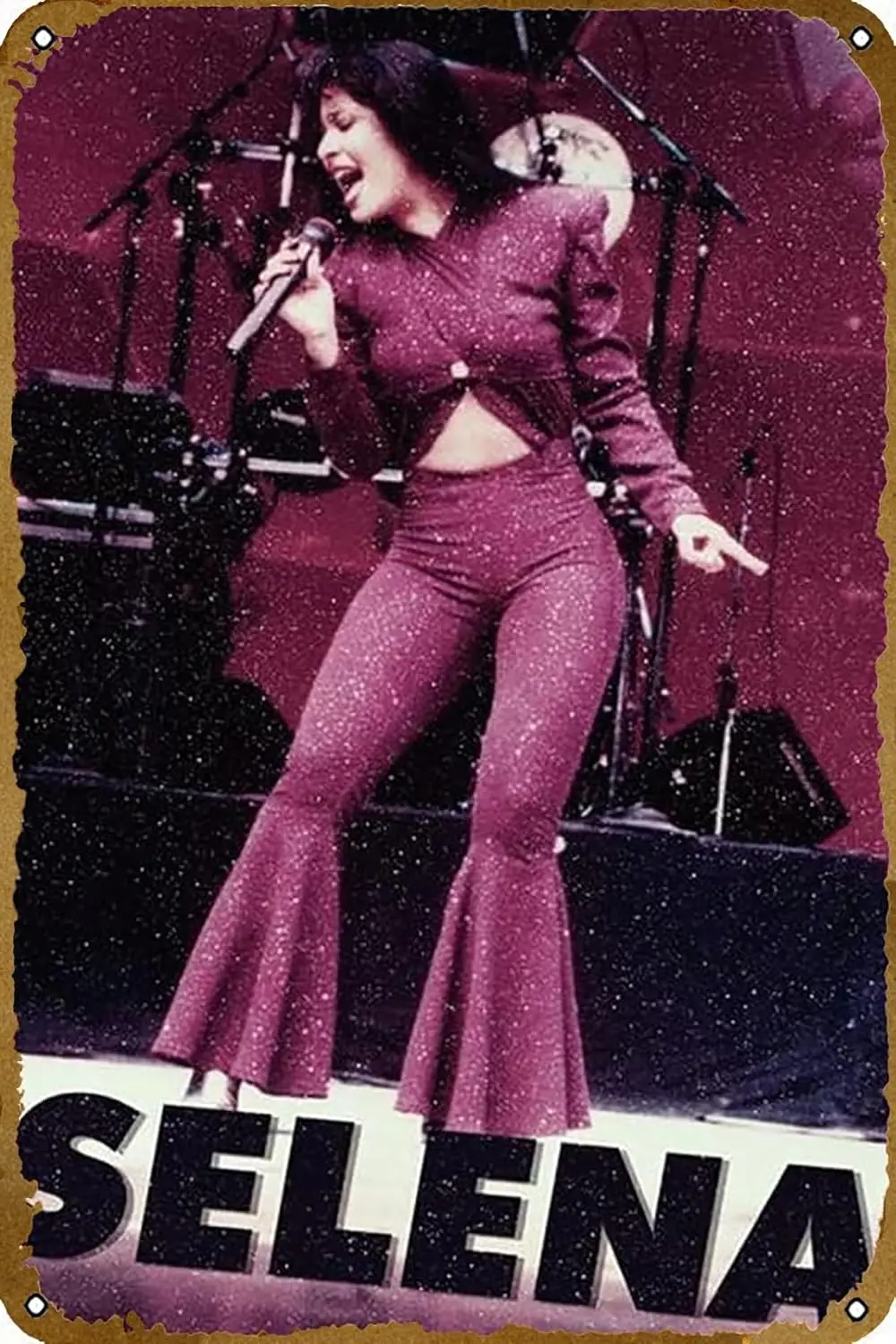 Selena Quintanilla Poster pink stage music poster Retro tin Sign Wall Art Decor Metal Sign Decoration Sign 8x12 inch sign