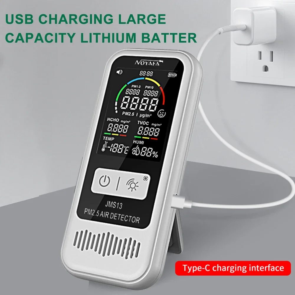 NOYAFA JMS13 Air Quality Monitor PM2.5 HCHO TVOC Humidity Meter Gas Detector LCD Display Temperature Tester Smart Home