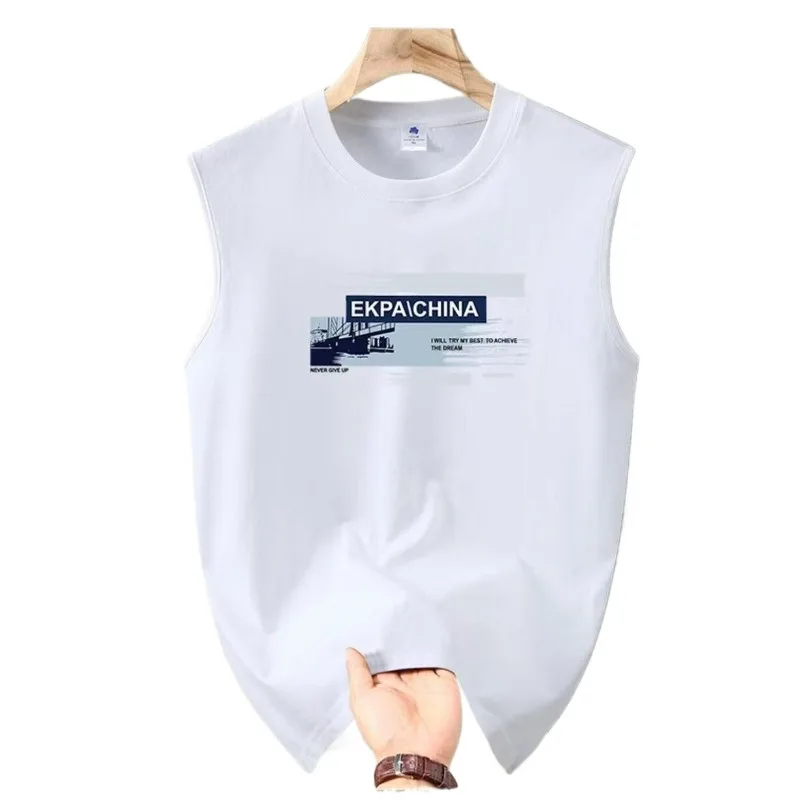 The New Men's Pure Cotton Off-the-shoulder Short-sleeved T-shirt Is Trendy Versatile Round-neck