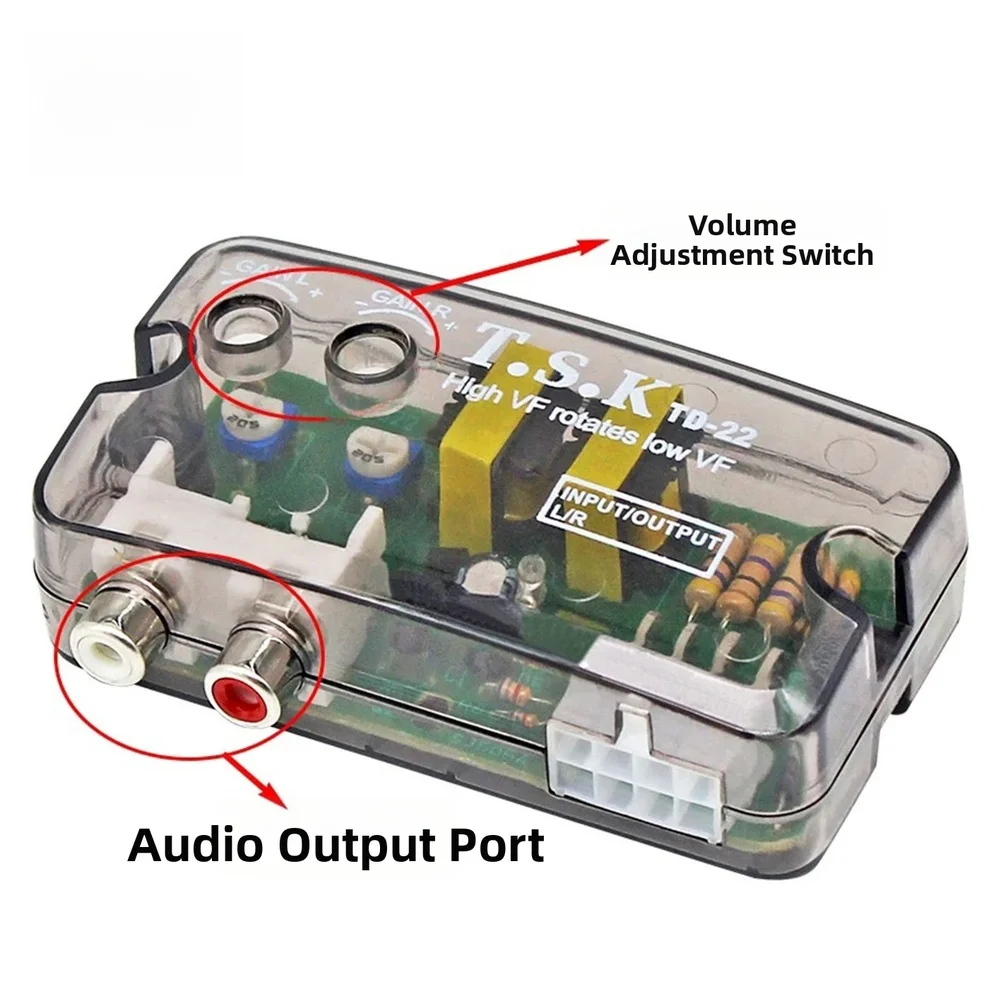 Improve Factory Car Sound System Subwoofer Connection Transparent Audio Converter Delay Switch Circuit 8.55*4.55*2.90