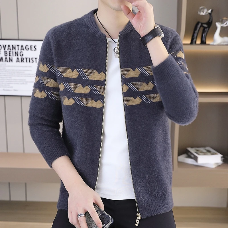 Giacche lavorate a maglia da uomo patchwork moda invernale Cappotto maglione a maniche lunghe spesso e comodo Cardigan casual caldo autunno marea