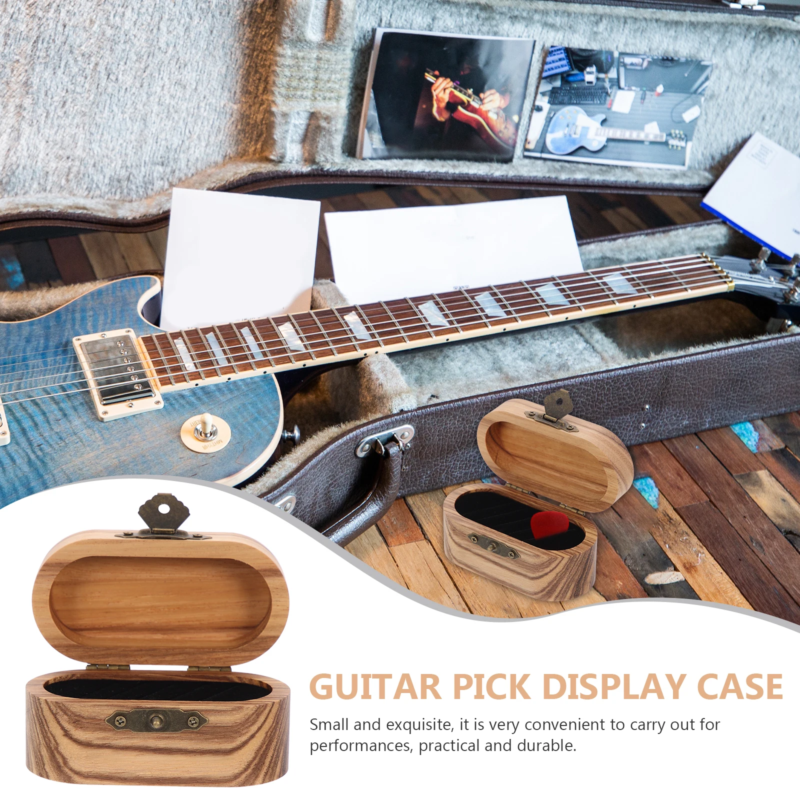 

Organizer Guitar Pick Storage Box Retro Design Holder Flannel Shaped Thumb Picks