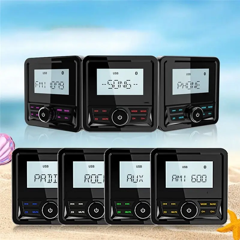 تتجه قارب راديو نظام FM/AM هوائي مربع البحرية راديو/مكبر الصوت مقاوم للماء بلوتوث مشغل الوسائط MP3 #6